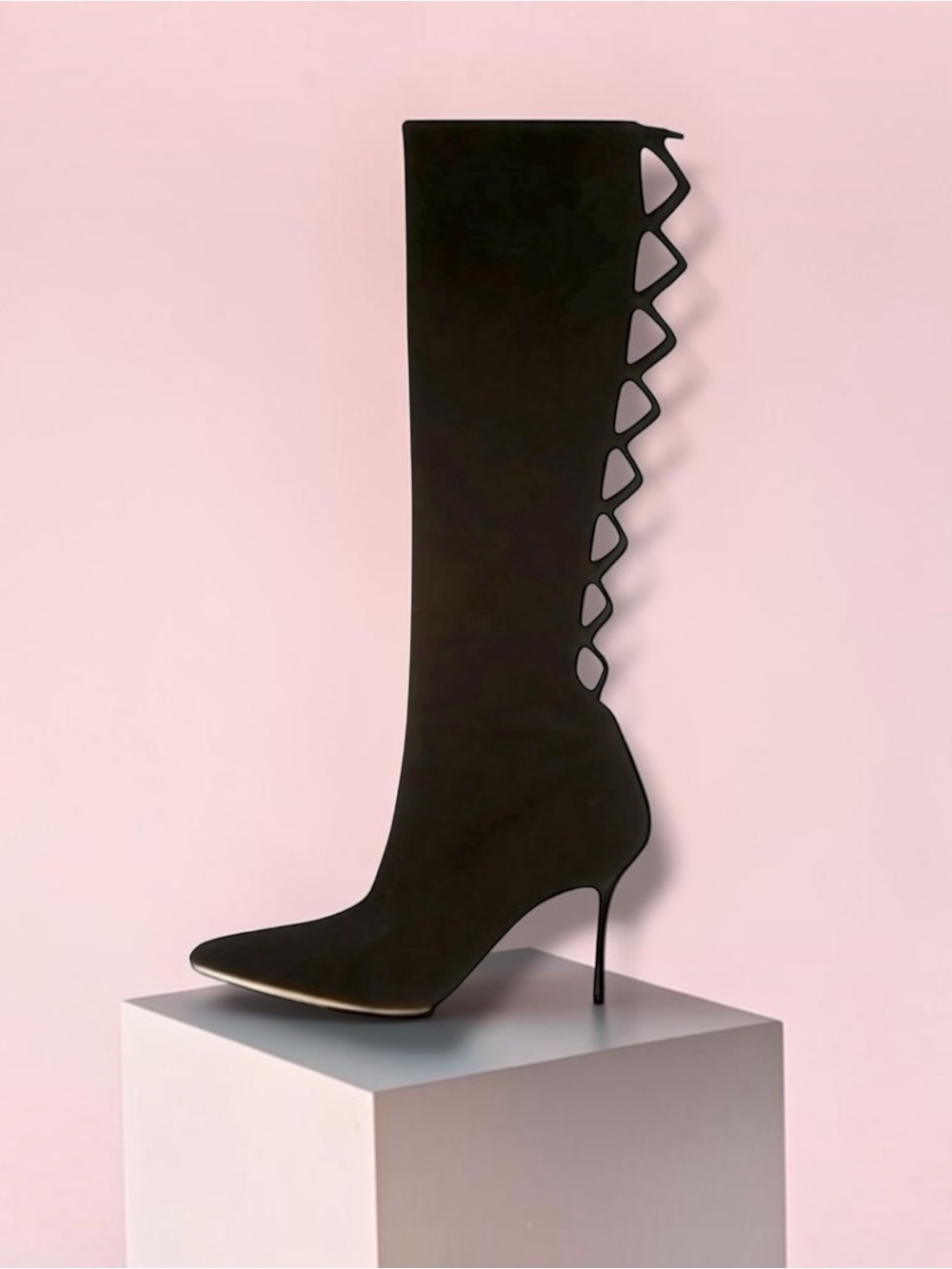 Manolo Blahnik Black Suede Knee High
Stiletto Boots Size EU 38 US 8